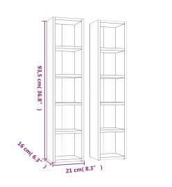 Armoires à CD 2 pcs Chêne fumé 21x16x93,5 cm Bois d'ingénierie