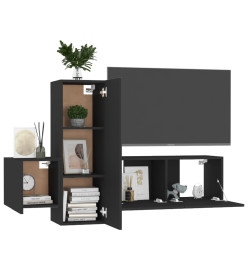 Ensemble de meubles TV 3 pcs Noir Aggloméré