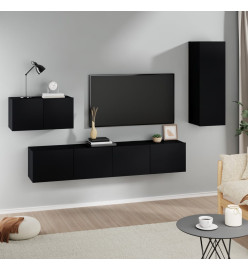 Ensemble de meubles TV 4 pcs Noir Bois d'ingénierie