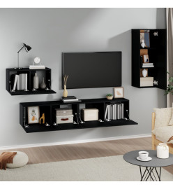 Ensemble de meubles TV 4 pcs Noir Bois d'ingénierie