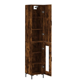 Buffet haut Chêne fumé 34,5x34x180 cm Bois d'ingénierie