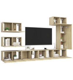 Ensemble de meuble TV 8 pcs Chêne sonoma Aggloméré