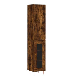 Buffet haut Chêne fumé 34,5x34x180 cm Bois d'ingénierie