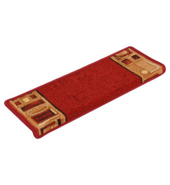 Tapis d'escalier autocollants 15 pcs 65x21x4 cm Rouge