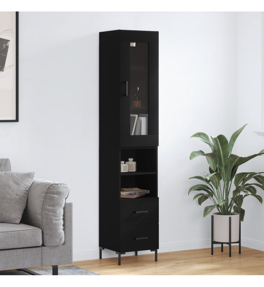 Buffet haut Noir 34,5x34x180 cm Bois d'ingénierie