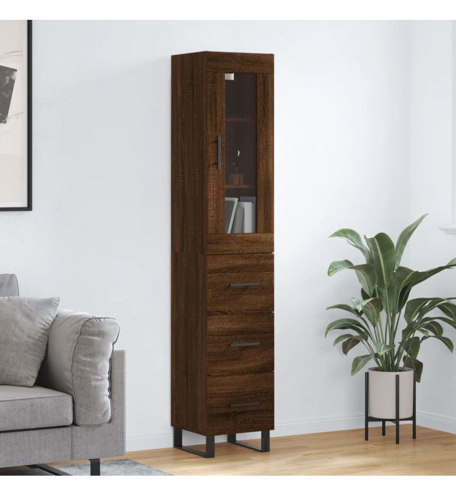 Buffet haut Chêne marron 34,5x34x180 cm Bois d'ingénierie