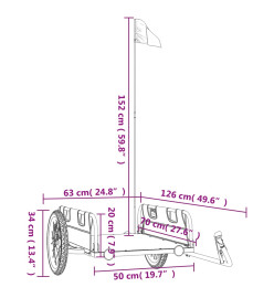 Remorque de vélo cargo vert tissu oxford et fer