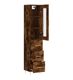 Buffet haut Chêne fumé 34,5x34x180 cm Bois d'ingénierie