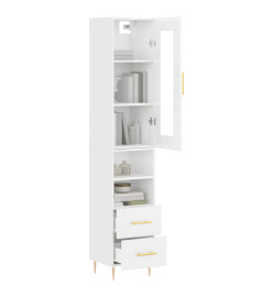 Buffet haut Blanc brillant 34,5x34x180 cm Bois d'ingénierie