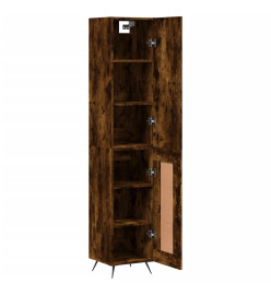 Buffet haut Chêne fumé 34,5x34x180 cm Bois d'ingénierie