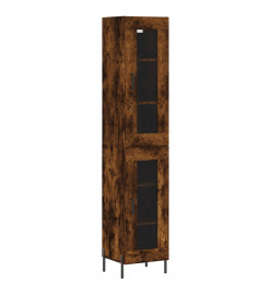 Buffet haut Chêne fumé 34,5x34x180 cm Bois d'ingénierie