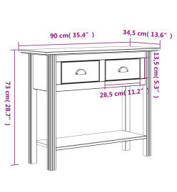 Table console BODO gris 90x34,5x73 cm bois de pin massif