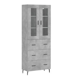 Buffet haut Gris béton 69,5x34x180 cm Bois d'ingénierie