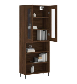 Buffet haut Chêne marron 69,5x34x180 cm Bois d'ingénierie