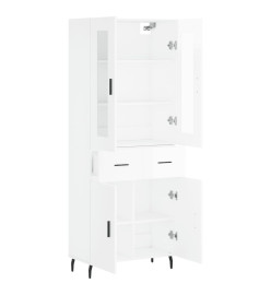 Buffet haut Blanc brillant 69,5x34x180 cm Bois d'ingénierie