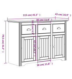 Buffet BODO gris 115x43x79,5 cm bois massif de pin