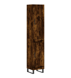 Buffet haut Chêne fumé 34,5x34x180 cm Bois d'ingénierie