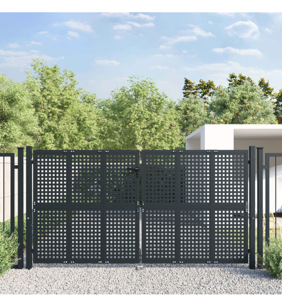 Portail de jardin anthracite 300 x 200 cm acier