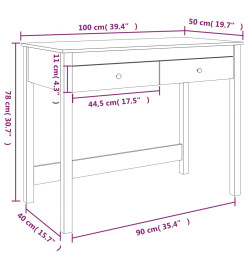 Bureau avec tiroirs Blanc 100x50x78 cm Bois massif de pin