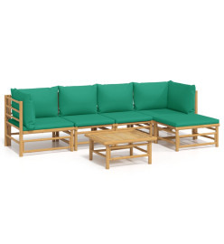 Salon de jardin 6 pcs avec coussins vert bambou
