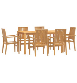 Ensemble à dîner de jardin 7 pcs Bois de teck solide