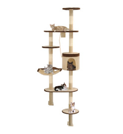 Arbre à chat en sisal Montage mural 194 cm Beige et marron