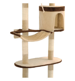 Arbre à chat en sisal Montage mural 194 cm Beige et marron