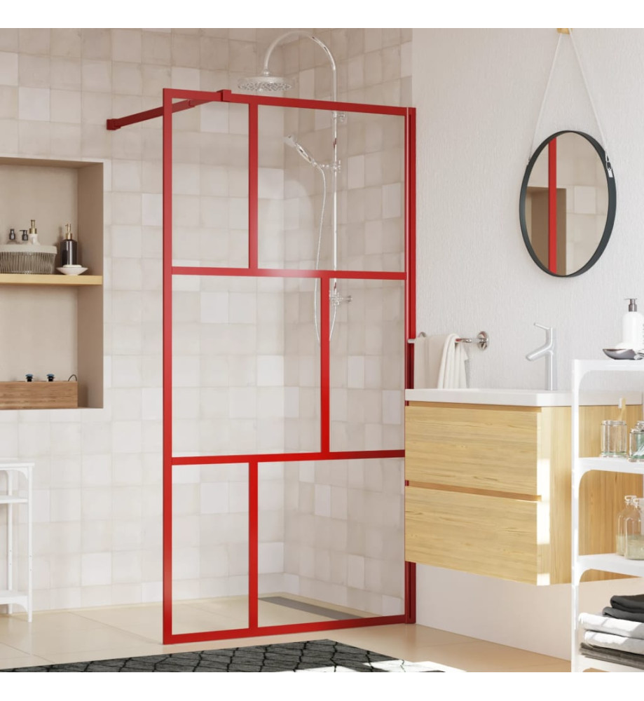 Paroi de douche avec verre ESG transparent rouge 100x195 cm