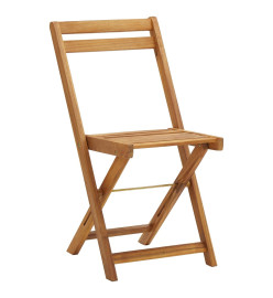 Ensemble de bistro pliable 3 pcs avec coussins Acacia solide