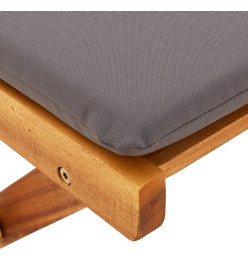 Ensemble de bistro pliable 3 pcs avec coussins Acacia solide