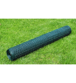 Clôture en treillis Acier galvanisé Hexagonal 1x25 m Vert foncé