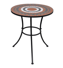 Table de bistro Terre cuite et blanc 60 cm Mosaïque