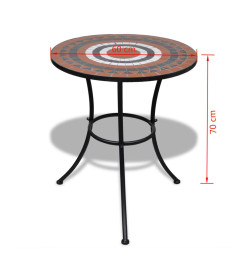 Table de bistro Terre cuite et blanc 60 cm Mosaïque