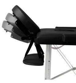 Table de massage pliable Noir 2 zones avec cadre en aluminium