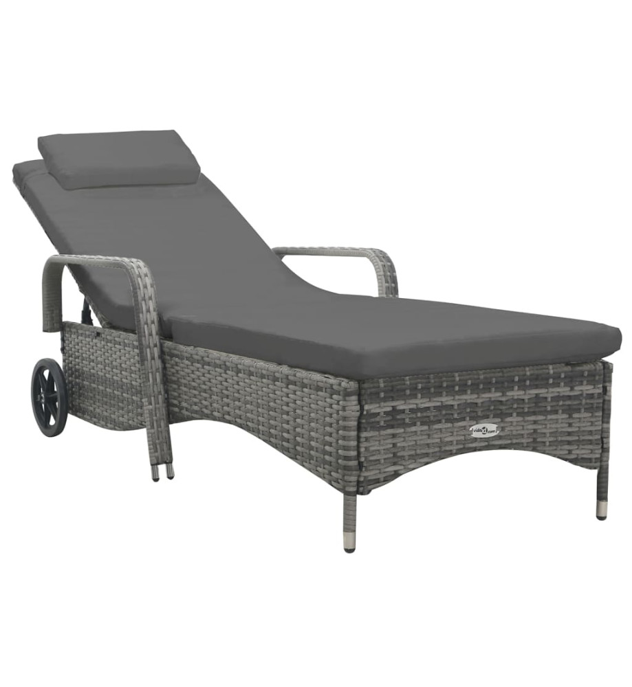 Chaise longue avec roues Résine tressée Anthracite