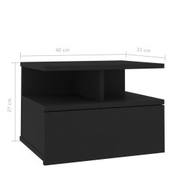 Tables de chevet flottantes 2 pcs Noir 40x31x27 cm Aggloméré