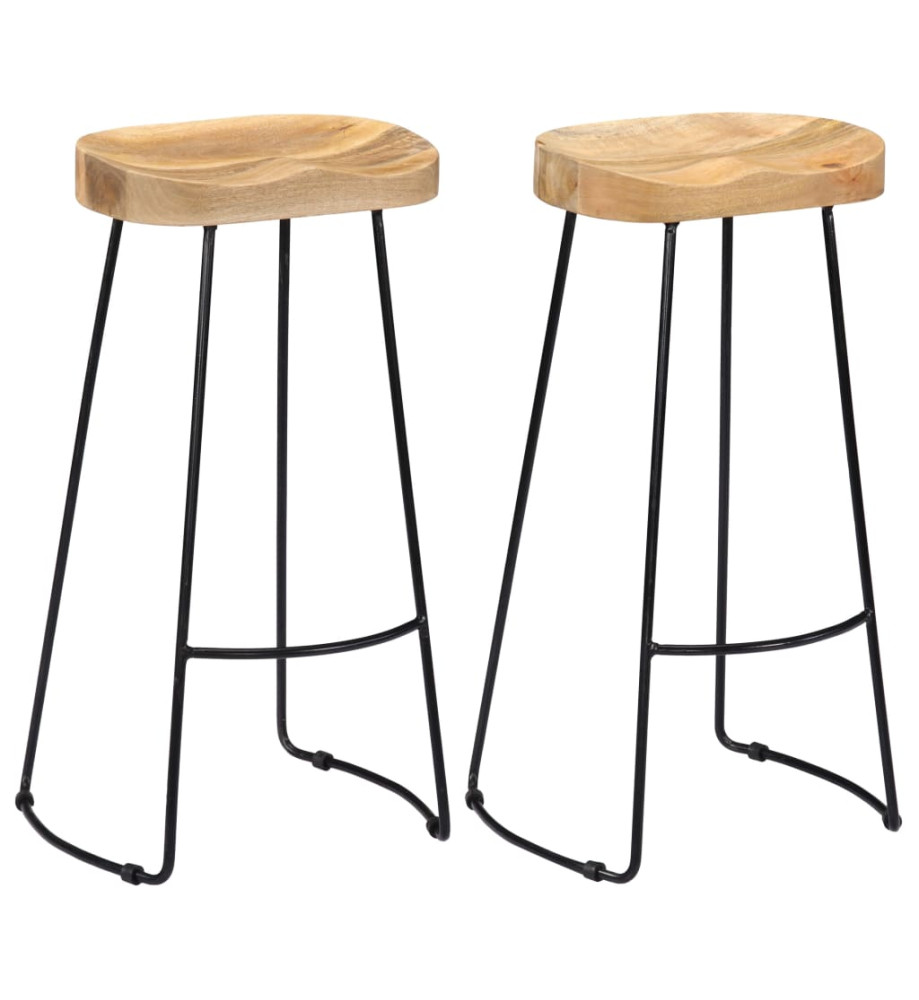 Tabourets de bar Gavin lot de 2 bois de manguier massif