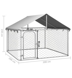 Chenil extérieur avec toit 200x200x150 cm