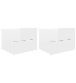 Tables de chevet 2 pcs Blanc brillant 40 x 30 x 30 cm Aggloméré