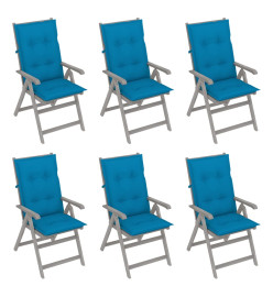 Chaises inclinables de jardin 6 pcs avec coussins Bois d'acacia