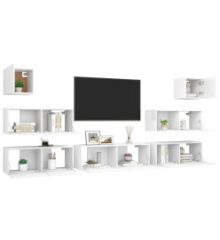 Ensemble de meuble TV 7 pcs Blanc Aggloméré