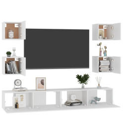 Ensemble de meubles TV 6 pcs Blanc Aggloméré