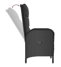 Mobilier à dîner de jardin et coussins 5pcs Noir Résine tressée