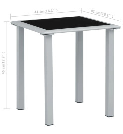 Table de jardin Noir et argenté 41x41x45 cm Acier et verre