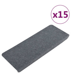 Tapis d'escalier autocollants 15 pcs 65x24,5x3,5 cm Gris