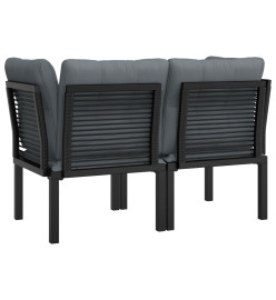 Chaises d'angle de jardin avec coussins 2 pcs noir/gris