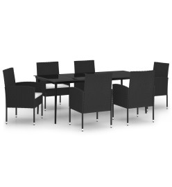 Ensemble de salle à manger de jardin 7 pcs Noir