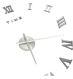 Horloge murale 3D Design moderne Argenté 100 cm XXL