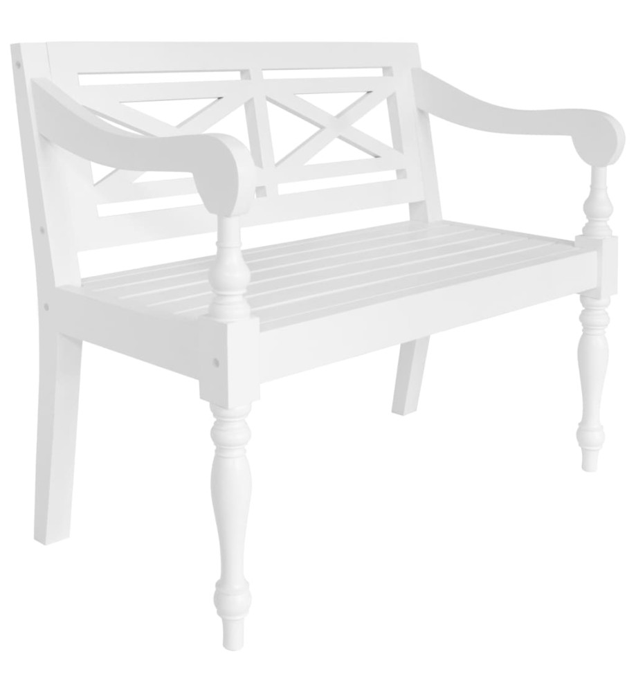 Banc Batavia 98 cm Bois d'acajou massif Blanc