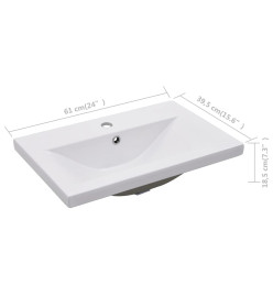 Lavabo encastré 61 x 39,5 x 18,5 cm Céramique Blanc